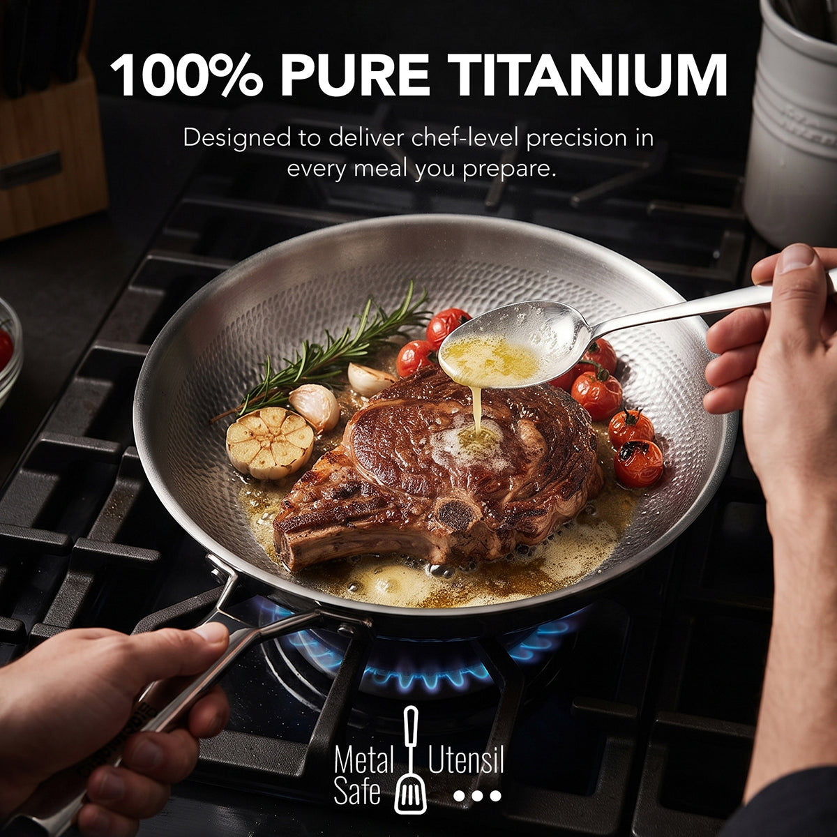 Titanium frying pan for cooking set
